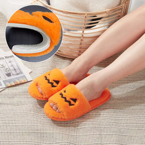 Chaussons d'Halloween Visage de Citrouille